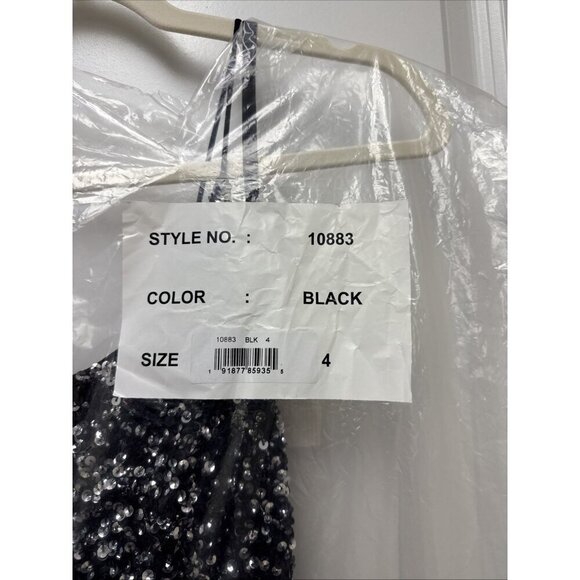 MAC DUGGAL Size 4 Black 10883 Embellished Scoop Neck Tiered Formal Gown Dress - Picture 11 of 11